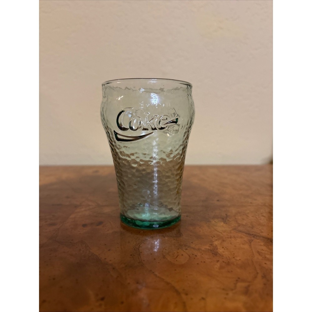 Vintage Coca Cola Mini Glass 4 Inch Georgia Green Pebbled Texture Coke Juice Cup